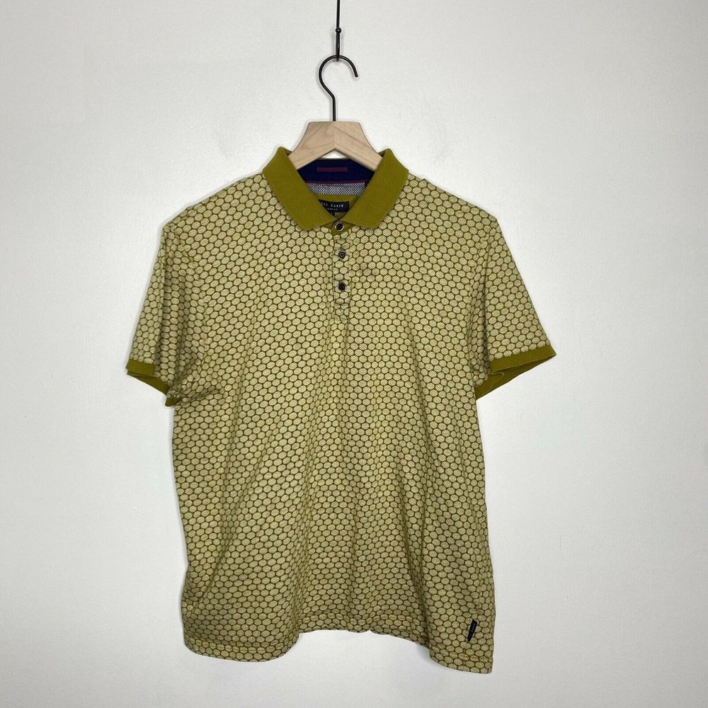 Ted Baker Men's Size 5 XL Runapp Spot Printed Herringbone Polo Shirt